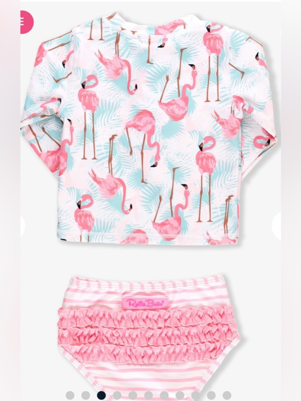 Ruffle Butts Flamingo Rash Guard Swim Set - Picture 3 of 6
